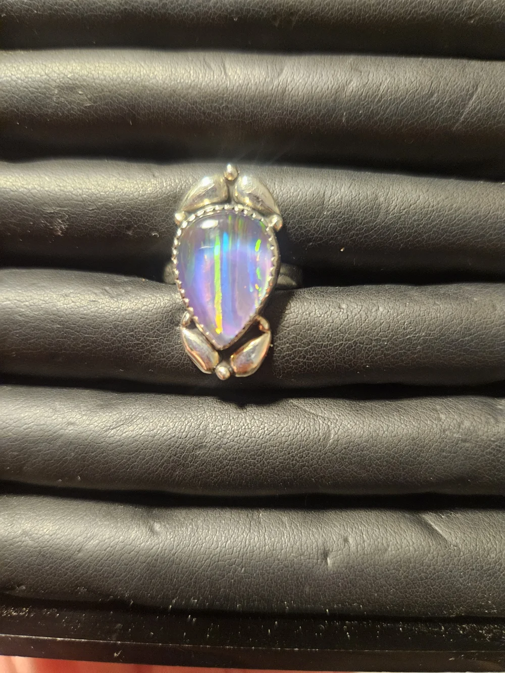 Sterling Silver Opal Teardrop Ring